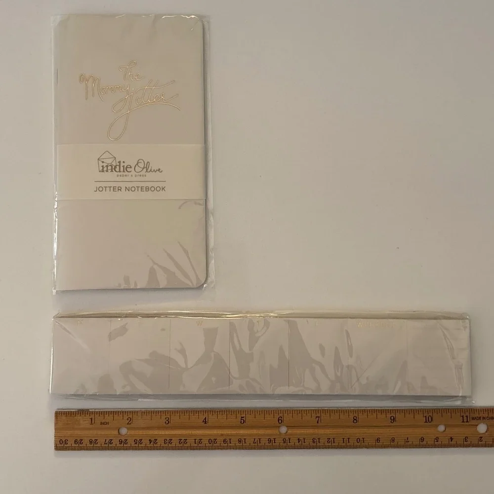 Indie Olive Mommy Jotter Notebook & Weekly Planner Set‎ Beige Gold Foil Journal